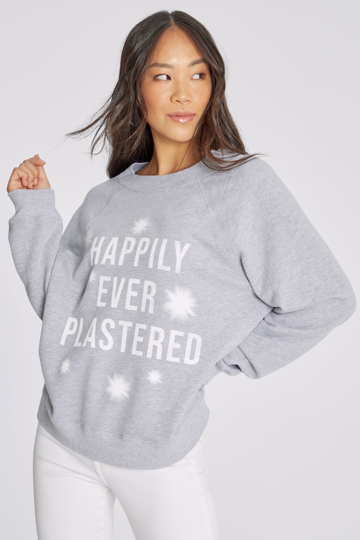 Women's Happily Ever Plastered Sommers Sweatshirt in Heather Gray 