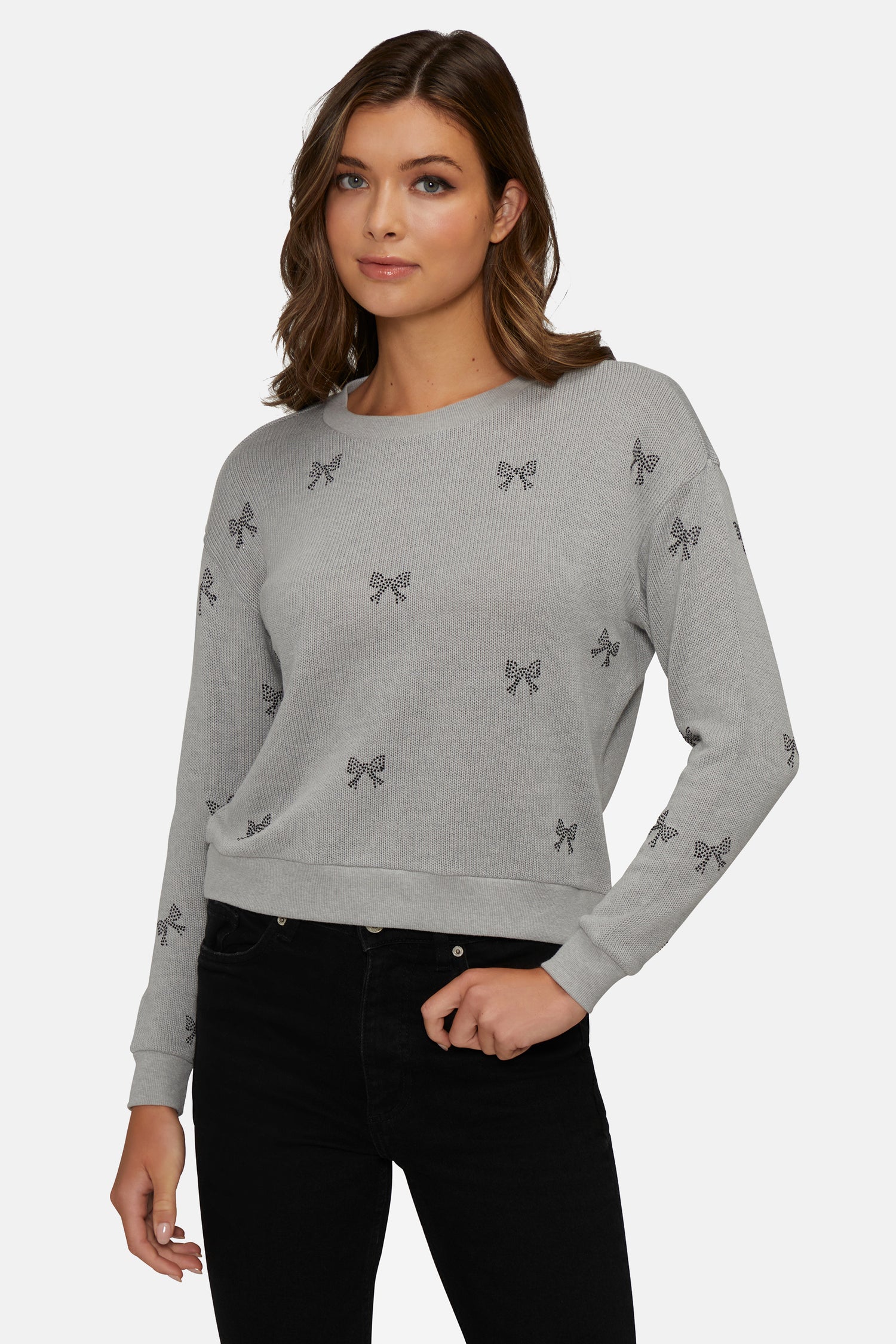 Bow Tie Bailey Sweater | Heather Grey