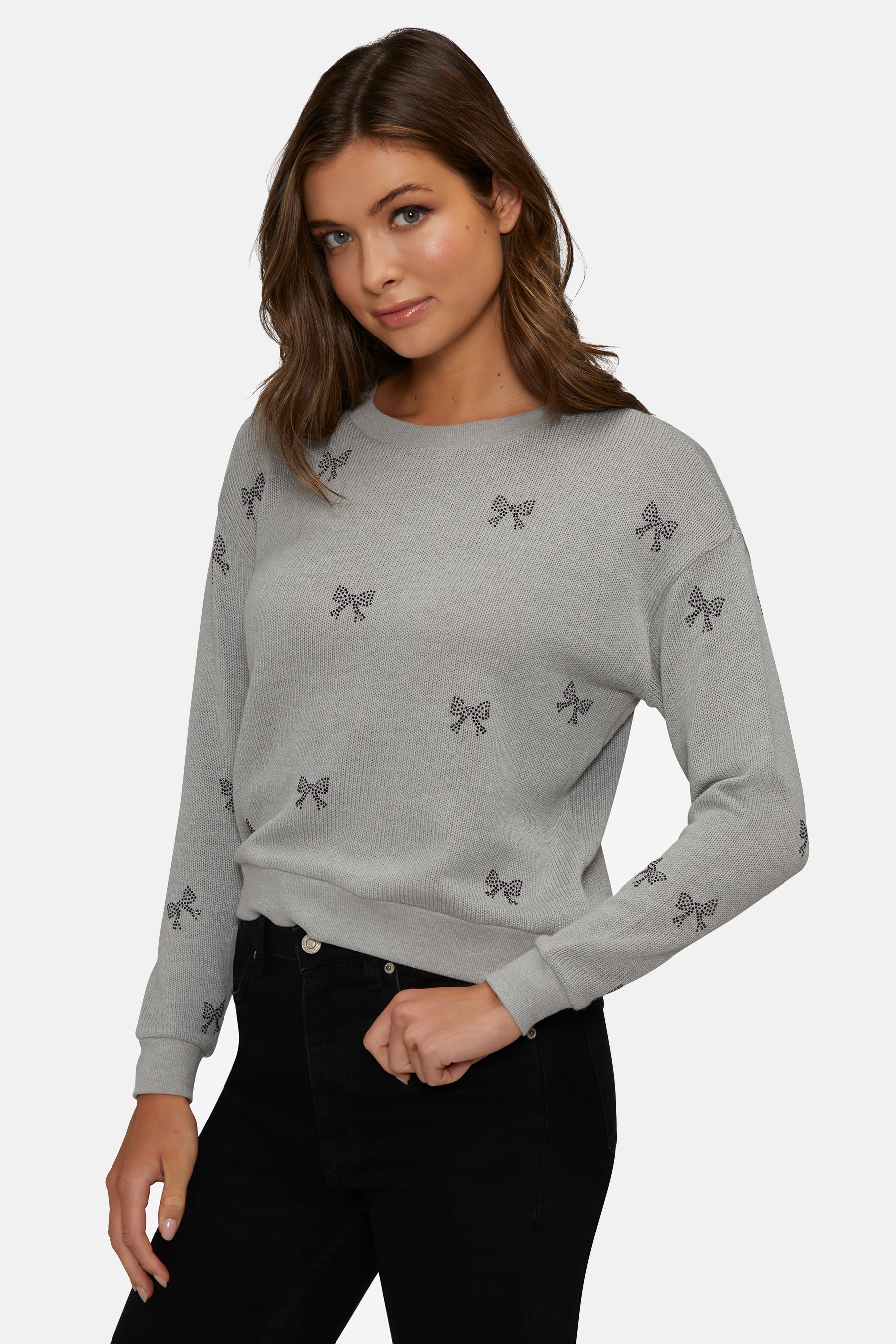 Bow Tie Bailey Sweater | Heather Grey