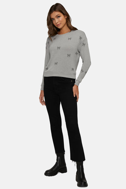 Bow Tie Bailey Sweater | Heather Grey