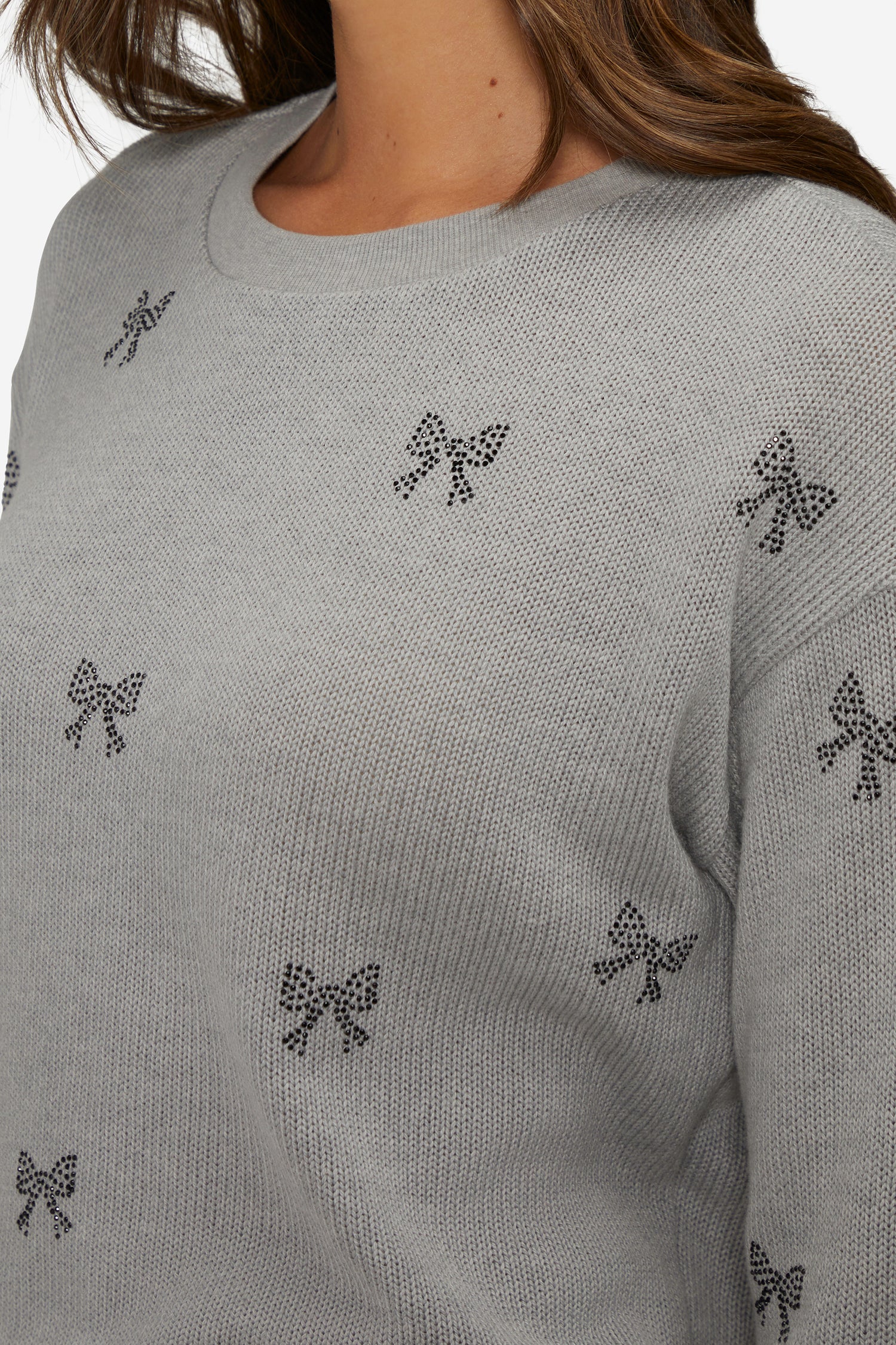 Bow Tie Bailey Sweater | Heather Grey