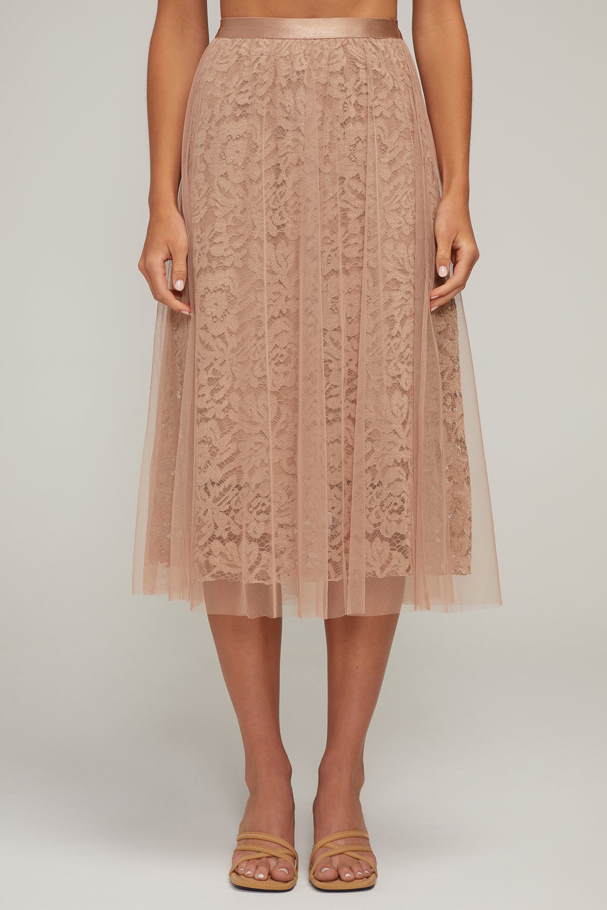 Pleated Tulle Skirt | Warm Taupe