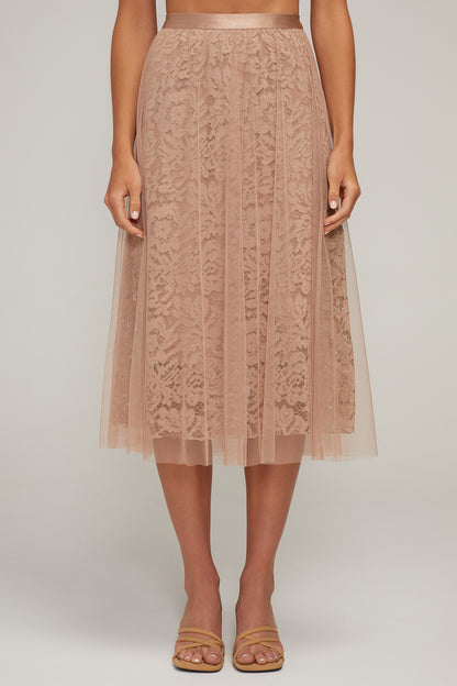 Pleated Tulle Skirt | Warm Taupe