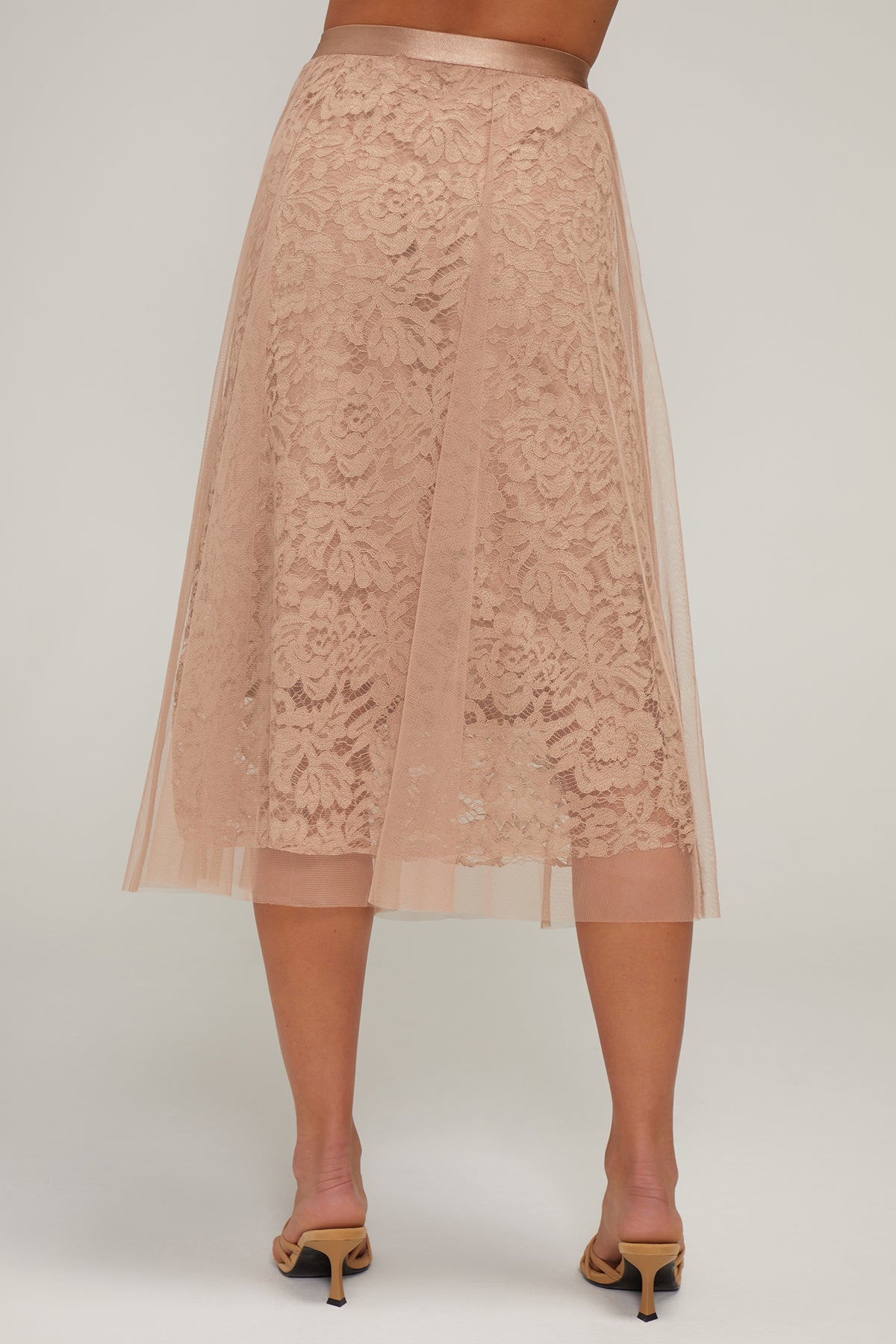 Pleated Tulle Skirt | Warm Taupe