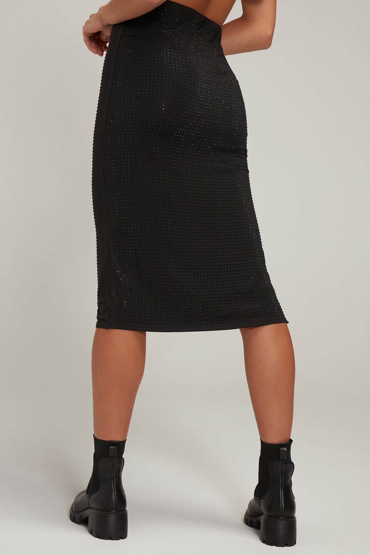 Midi Skirt With Slit | Black Beauty