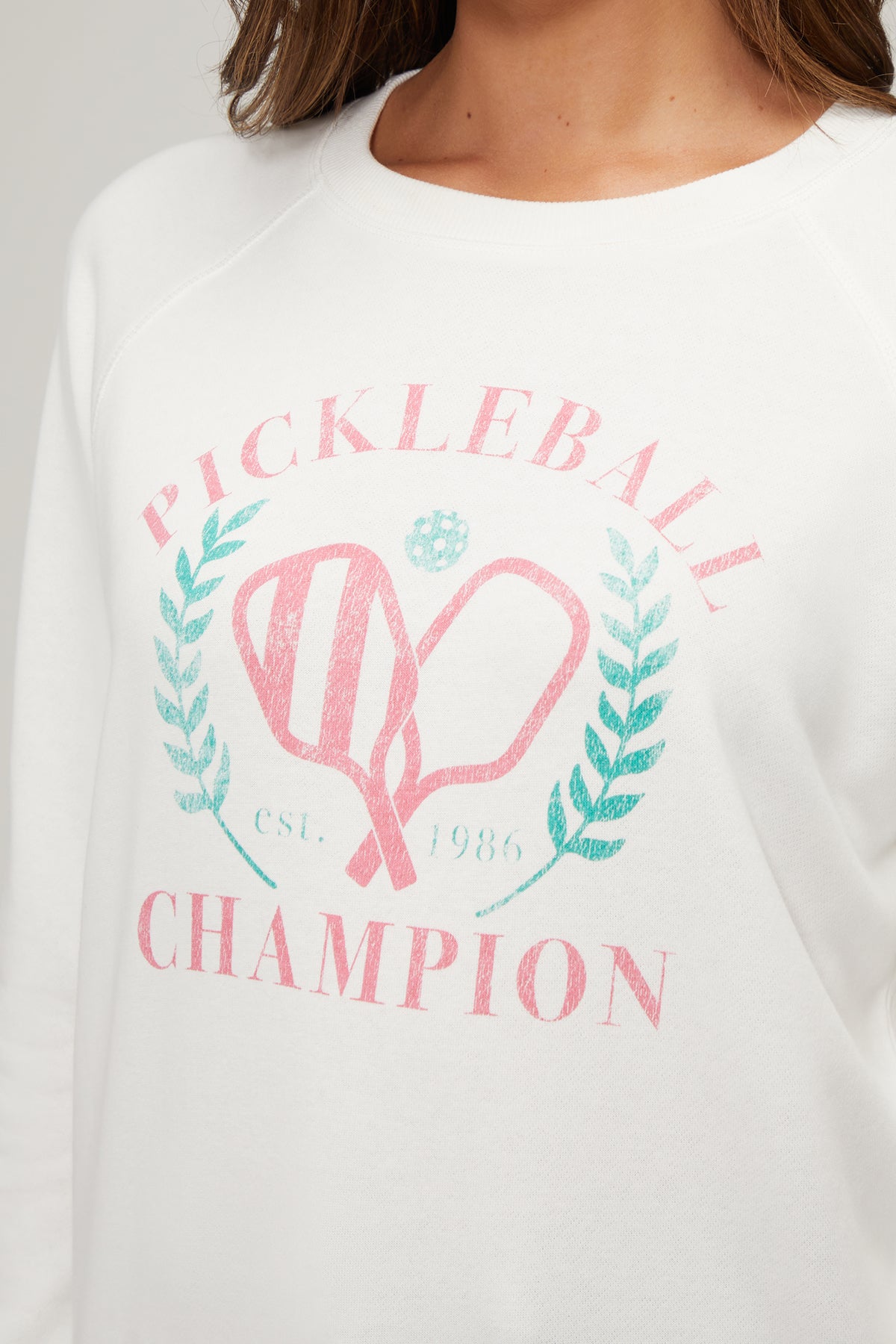 Pickleball Champ Keely Raglan Sweatshirt | Snow White