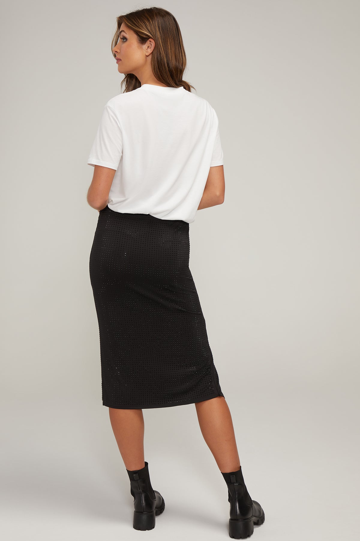 Midi Skirt With Slit | Black Beauty