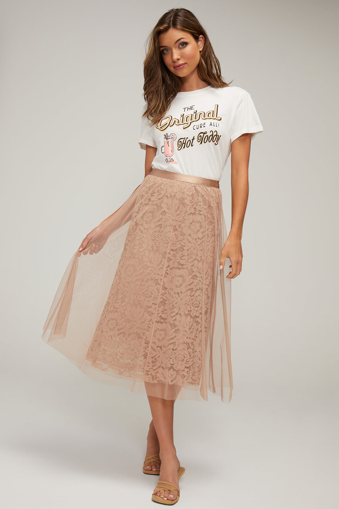 Pleated Tulle Skirt | Warm Taupe