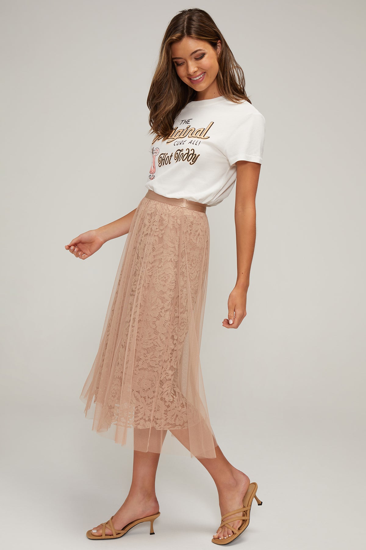 Pleated Tulle Skirt | Warm Taupe