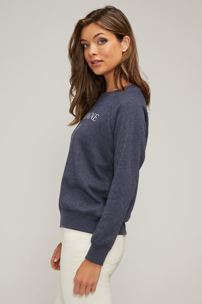 Champagne Club Keely Raglan Sweatshirt | Heather Peacoat