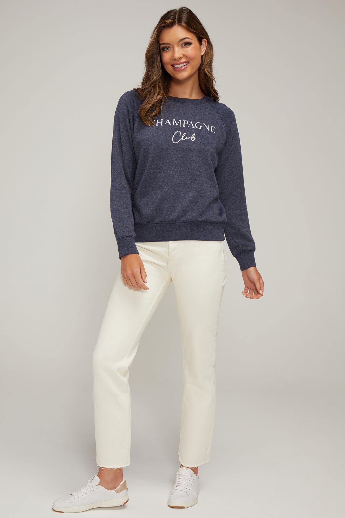 Champagne Club Keely Raglan Sweatshirt | Heather Peacoat