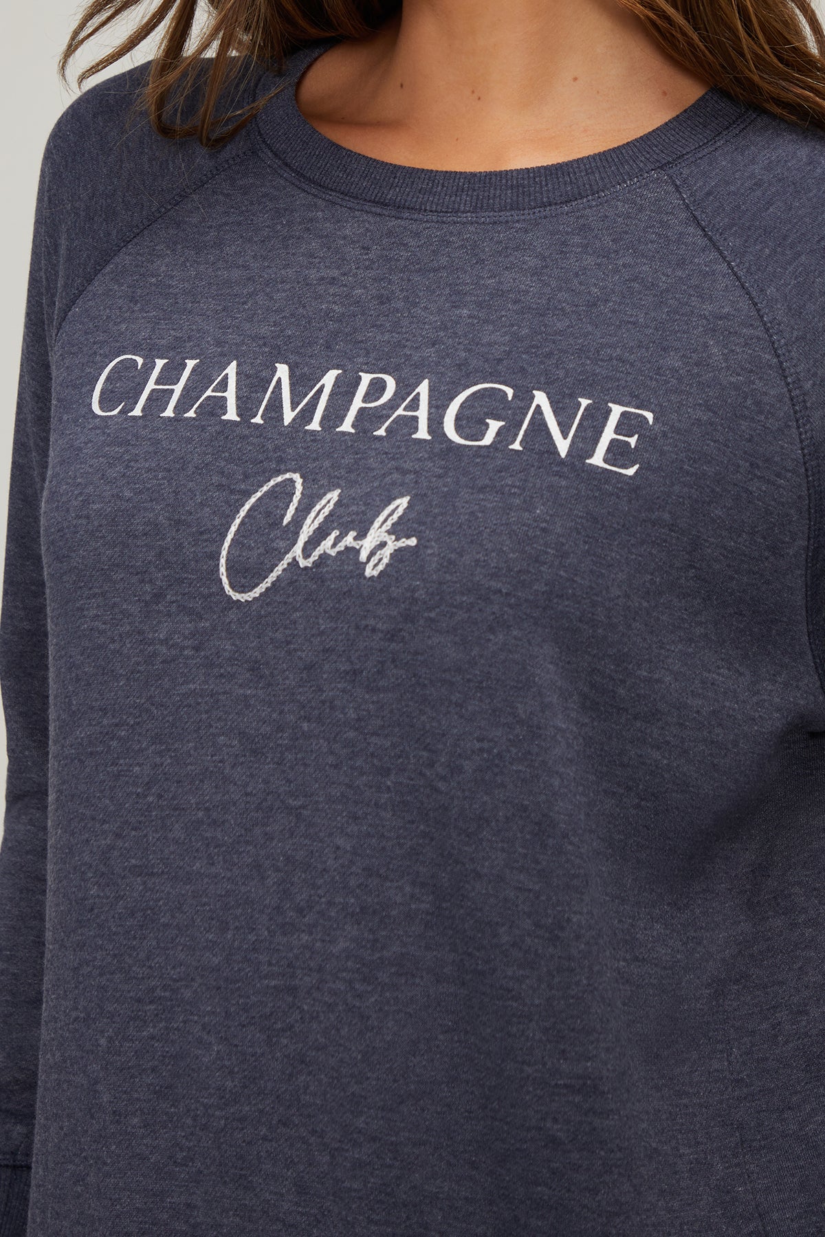 Champagne Club Keely Raglan Sweatshirt | Heather Peacoat