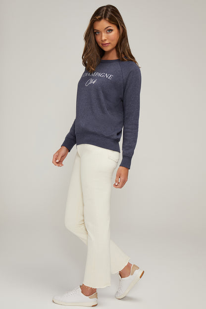 Champagne Club Keely Raglan Sweatshirt | Heather Peacoat