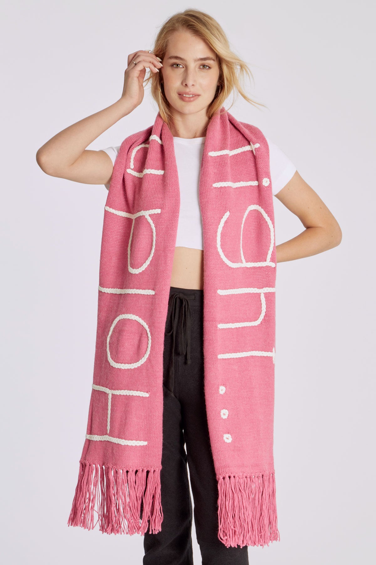 Flirtatious Chain Link Scarf | Doll Pink