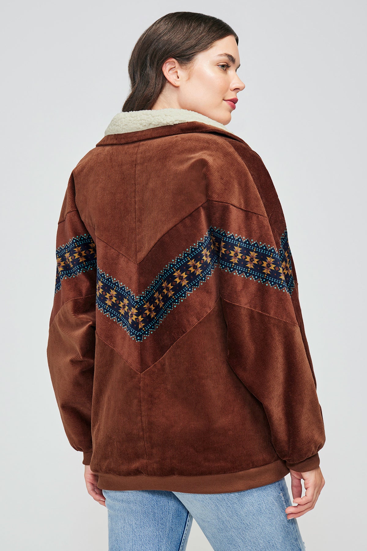 Tribal print corduroy outlet jacket