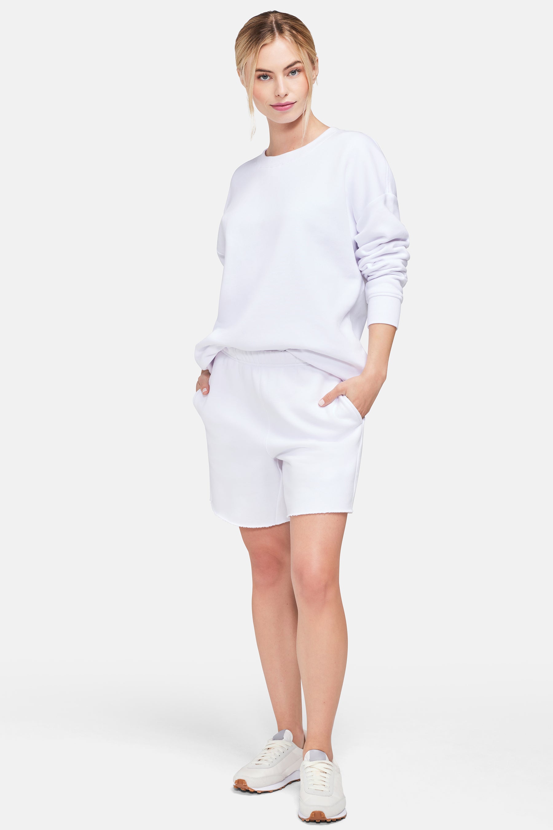 White sweatshirt sales shorts