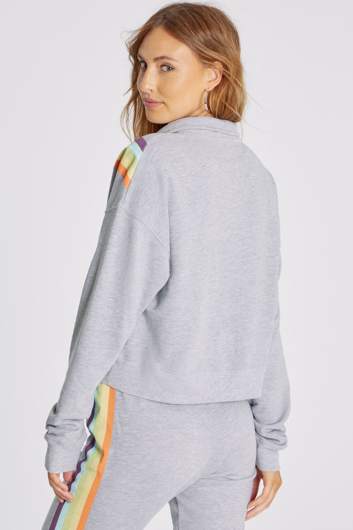 Rainbow Stripe Half Zip Sweatshirt | Heather – Wildfox Couture