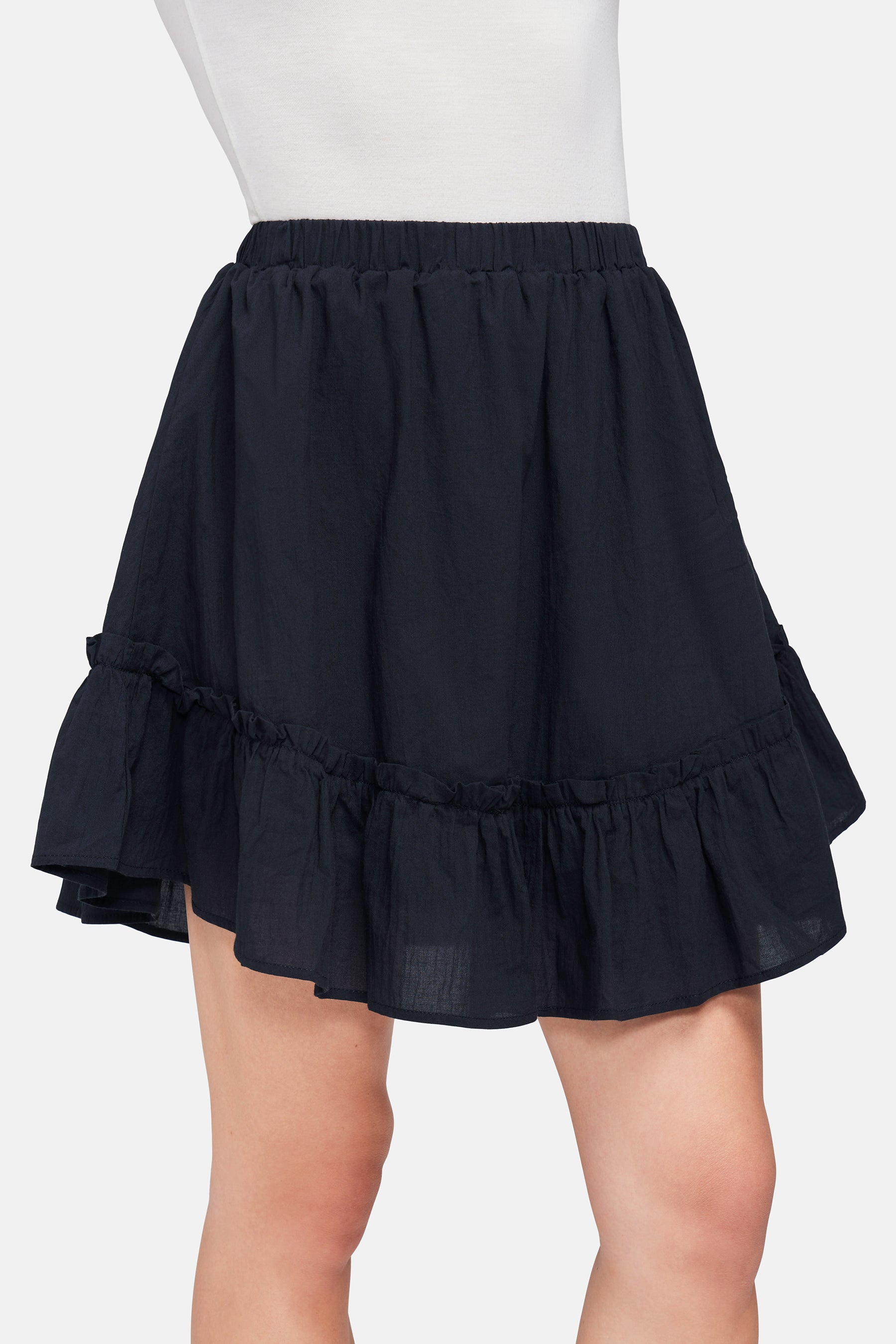 Black cotton 2025 ruffle skirt